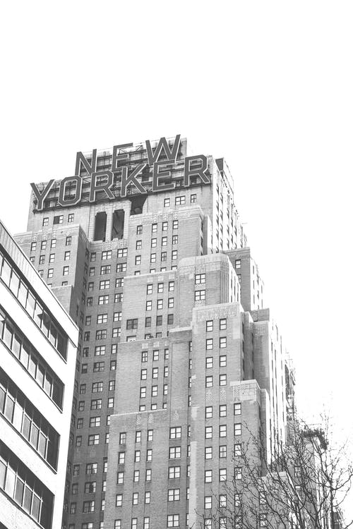 black and white building