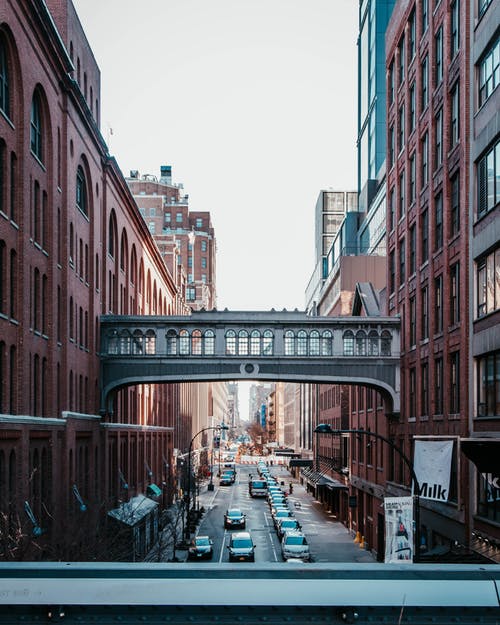 bridge between a building