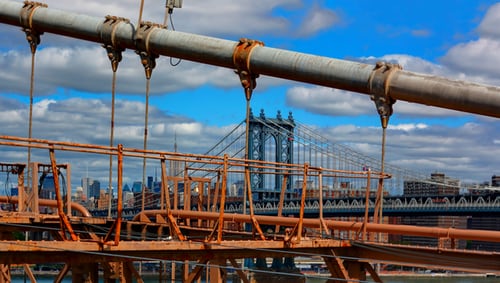 picture of orange metal bridge